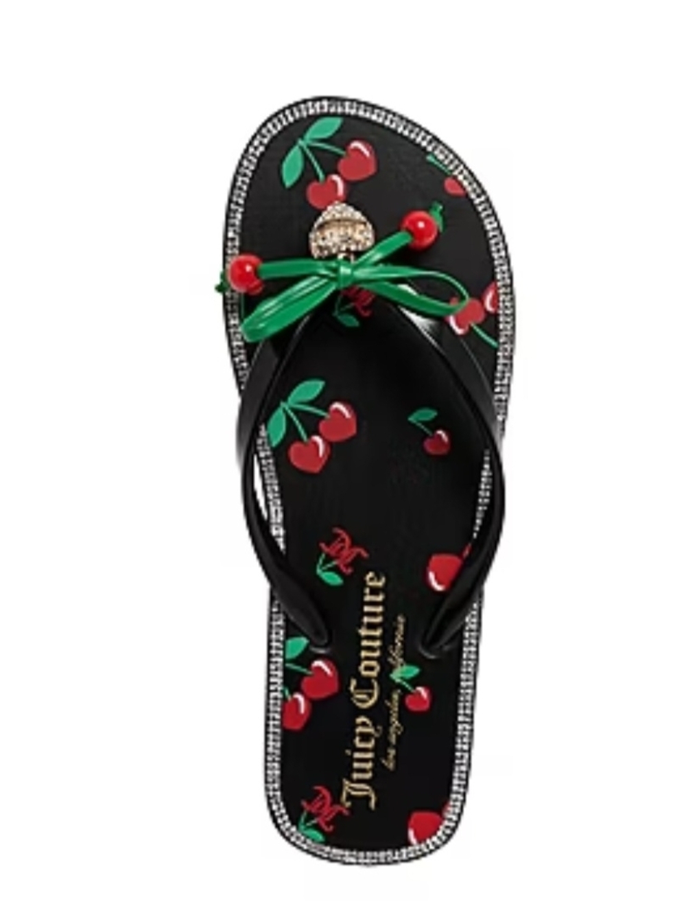 🍒Juicy Couture Black Cherry Print Embellished Flip Flops Size 7